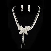 Alloy única com strass Pérola Jóias da Mulher Define inclusive colar, brincos