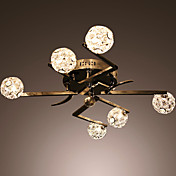 60W Artistic Modern Flush Mount with 6 Lights and 6 Spring Globe Shade