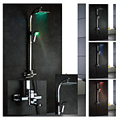 Farbwechsel LED Dusche Wasserhahn mit 8-Zoll-Duschkopf + Handbrause