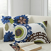 conjunto de 2 moderno floral poliéster fronha decorativo bordado