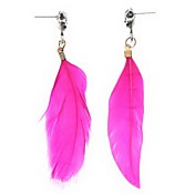 Punk Style Crossbones Pink Feather Earrings
