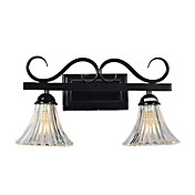 80W Artistc Wall Light with 2 Lights and Glass Floral Shade Down