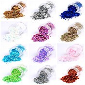 12 colores de Paillette del brillo del polvo de uñas Art Decoraciones B (6.5gx12)
