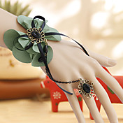 Fleur verte Pays mousseline Lolita Bracelet anneau sombre Handmade