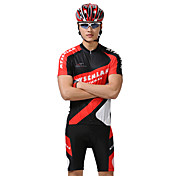 MYSENLAN PN Mesh+Flex Material Short Sleeve Quick-Drying Men Cycling Suits(Black,Red)