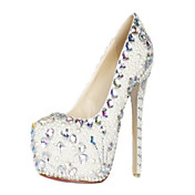 Gorgeous Patent Leather Pearl og Rhinestones Stiletto hæl lukket Toe Pumper fest / kveld sko