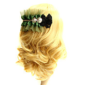 Handmade Dark Green Ruffled Lace 13cm Aristocrat Lolita Barrette