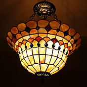 120W Classic Tiffany anheng lys med naturen Shell Materiale Integrert Shade (Chain justerbart)
