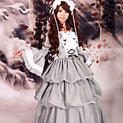 Flare Sleeve Floor-length Gray Satin Classic Lolita Dress