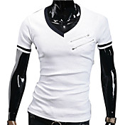Uomo bicolore con scollo a V Linea Polo manica corta T-Shirt