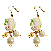 Fleur faite main et Pearl Country Lolita Boucles d'oreilles