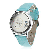 Donna e ragazza della stella stile pu analogico al quarzo orologio da polso (blu)