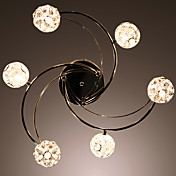 60W Artistic Modern Flush Mount with 6 Lights and 6 Spring Globe Shades in Windmill Feature