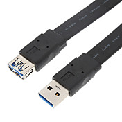 24 +28 AWG USB3.0 AM / AF cavo piatto (nero, 1 m)