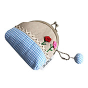 Lovely Check Pattern and Polka Dots Linen Sweet Lolita Charge Purse