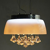 60W Contemporary Pendant Light with Bowl Shade and Crystal Decor in Countryside Style