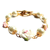 Handmade fleur blanche et d'alliage de perle douce Bracelet Lolita