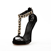 Fashion Leather Stiletto Heel Sandals With Gold Chain Party / Evening Shoes