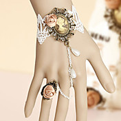 Handmade Retro Royal White Lace Aristocrat Lolita Ring Bracelet