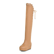 Leatherette Platform Over The Knee Boots With Ruched Casual / Party / Evening Shoes (More Colors)