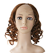 Rendas frente 100% cabelo humano 16 "Curly Perucas