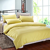 4pcs amarelo e cinza impressão de algodão conjunto de capa de edredon