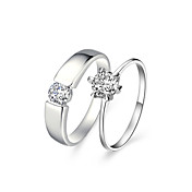 Elegant Platinum Plated Crystal Couples' Rings