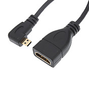 90 ° a destra Micro HDMI maschio a femmina cavo HDMI V1.3 (15 centimetri, il nero)