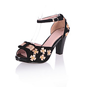 Fashion Leatherette Chunky Heel Peep Toe With Bowknot/Buckle/Flower Party / Evening Shoes(More Colors)