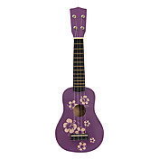 Patrón de flores Plywood Ukulele Soprano para niños (púrpura)