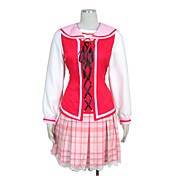 Strawberry Girl Pink Check Pattern School Uniform Set(3 Pieces)