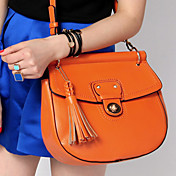 Lady's Vintage Tassel Solid Color Crossbody Bag