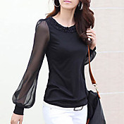 Women's Mesh Splicing Puff Sleeve T-shirt