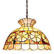120W Chic Tiffany anheng lys med fargerike Natur Shell Materiale Integrert Shade Down in Crown Design