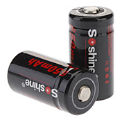 Soshine RCR123 Li-ion Rechargeable Battery (650mAh, 3.7V, 2/Pack)