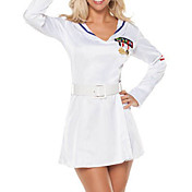 Cute Girl White Polyester Dress Naval Uniform (3 Pieces)