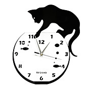 acrílico travieso gato reloj de pared bricolaje con dial y función de manos