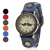 Women's Mustache Style Leather Analog Quartz Wrist Watch (Assorted Colors)