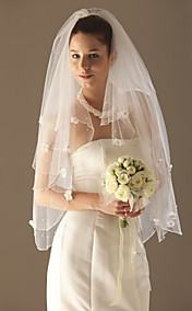 2 Layer Fingertip With Beading Wedding Veil