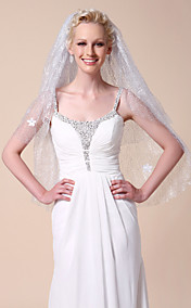 Two-tier Elbow Wedding Veil With Cut Edge