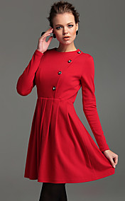 TS Gold Button Embellished Ruffle Dress