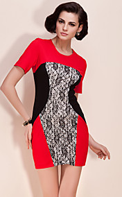 TS Color Block Lace Stitched Dress