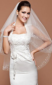 One-tier Tulle Fingertip Veil With Cut Edge (More Colors Available)