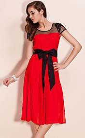 TS Mesh Shoulders Self-belted Midi Dress (More Colors)
