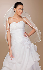 Two-tier Tulle Ribbon Edge Fingertip Wedding Veil