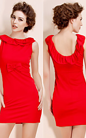 ts backless feuille de lotus col robe fourreau rouge