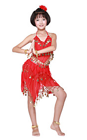 Dancewear Chiffon With Coins/Beading Performance Belly Dance Outfit For Kids More Colors