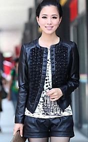 Long Sleeve Party/ Career Lambskin Leather Jacket With Lace (More Colors)