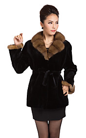 Unique Long Sleeve Mink Fur Turndown Collar Evening/Casual Mink Fur Jacket