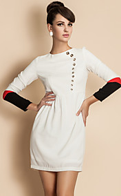 TS Contrast Sleeve Golden Buttons Dress